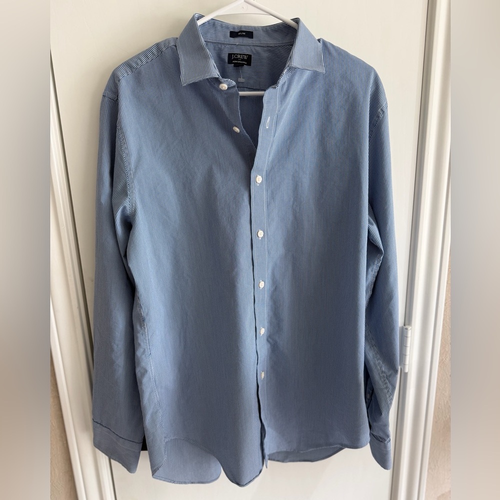 J. Crew Men's Sky Blue Long-Sleeve Slim Dress Shirt size Large Classic